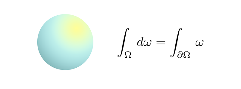 A sphere and the generalized Stokes Theorem. Click to learn more.